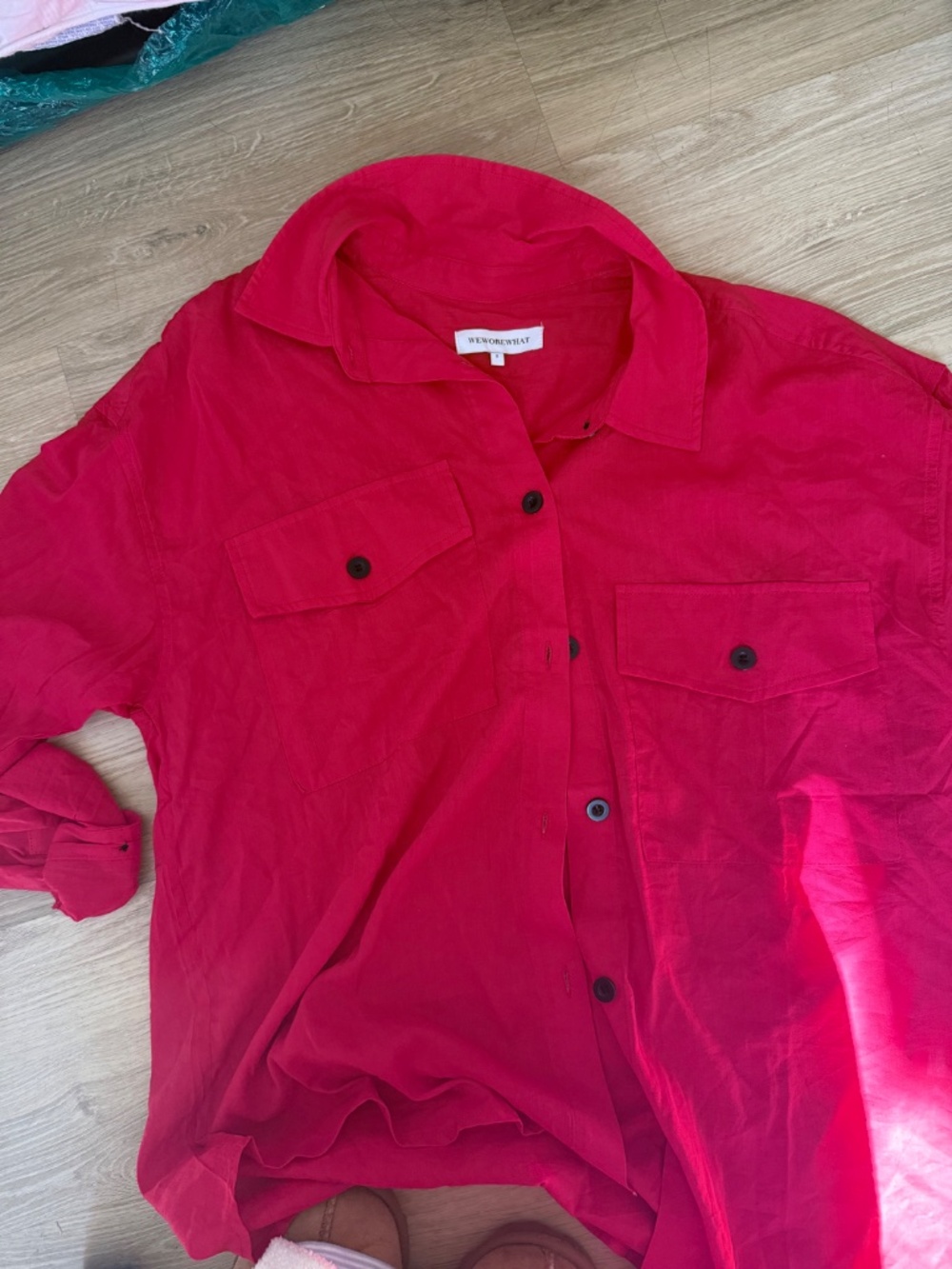 WeWoreWhat Red Button Up - Picture 2 of 3